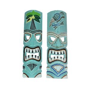 Parrot & Palm Tree Tiki Mask - Set of 2 - 20" High
